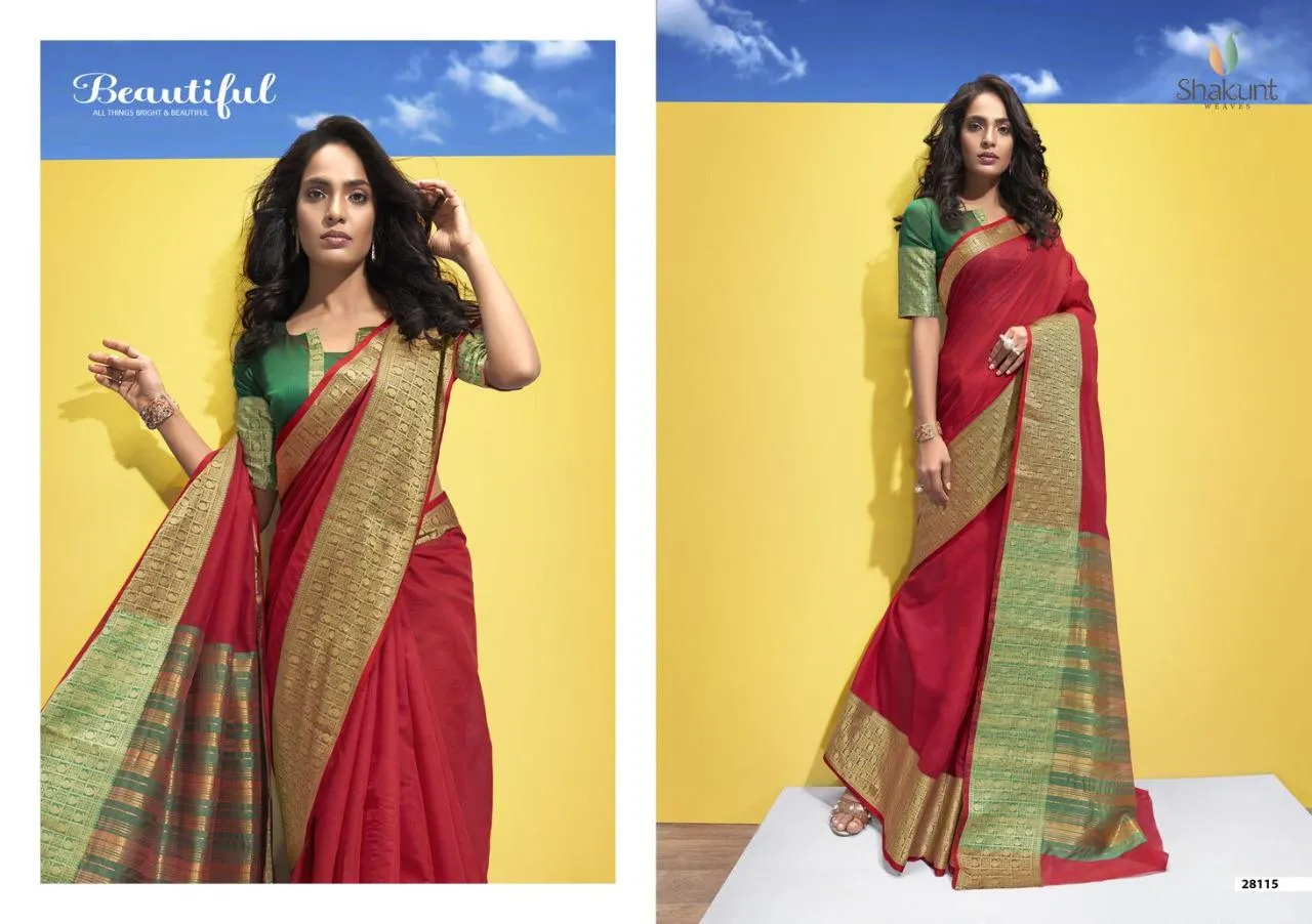 Shakunt Sarees Launched Shreyali Cotton Weaving Fancy Designer Sarees Collection