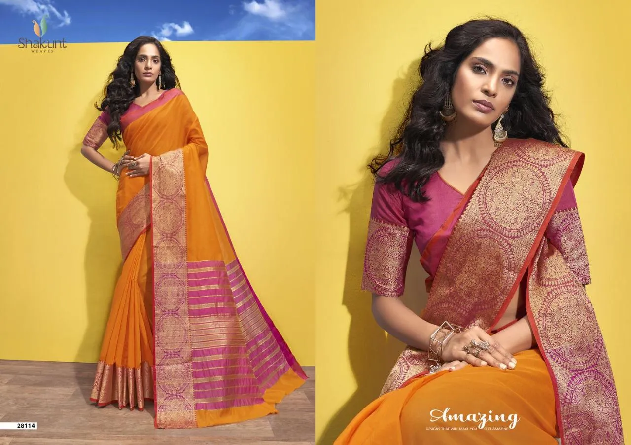 Shakunt Sarees Launched Shreyali Cotton Weaving Fancy Designer Sarees Collection