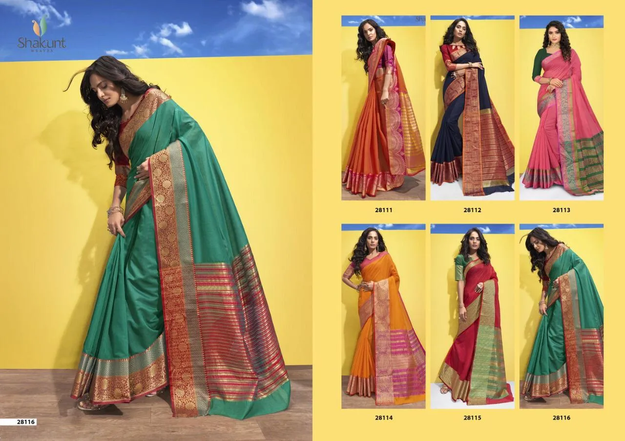 Shakunt Sarees Launched Shreyali Cotton Weaving Fancy Designer Sarees Collection