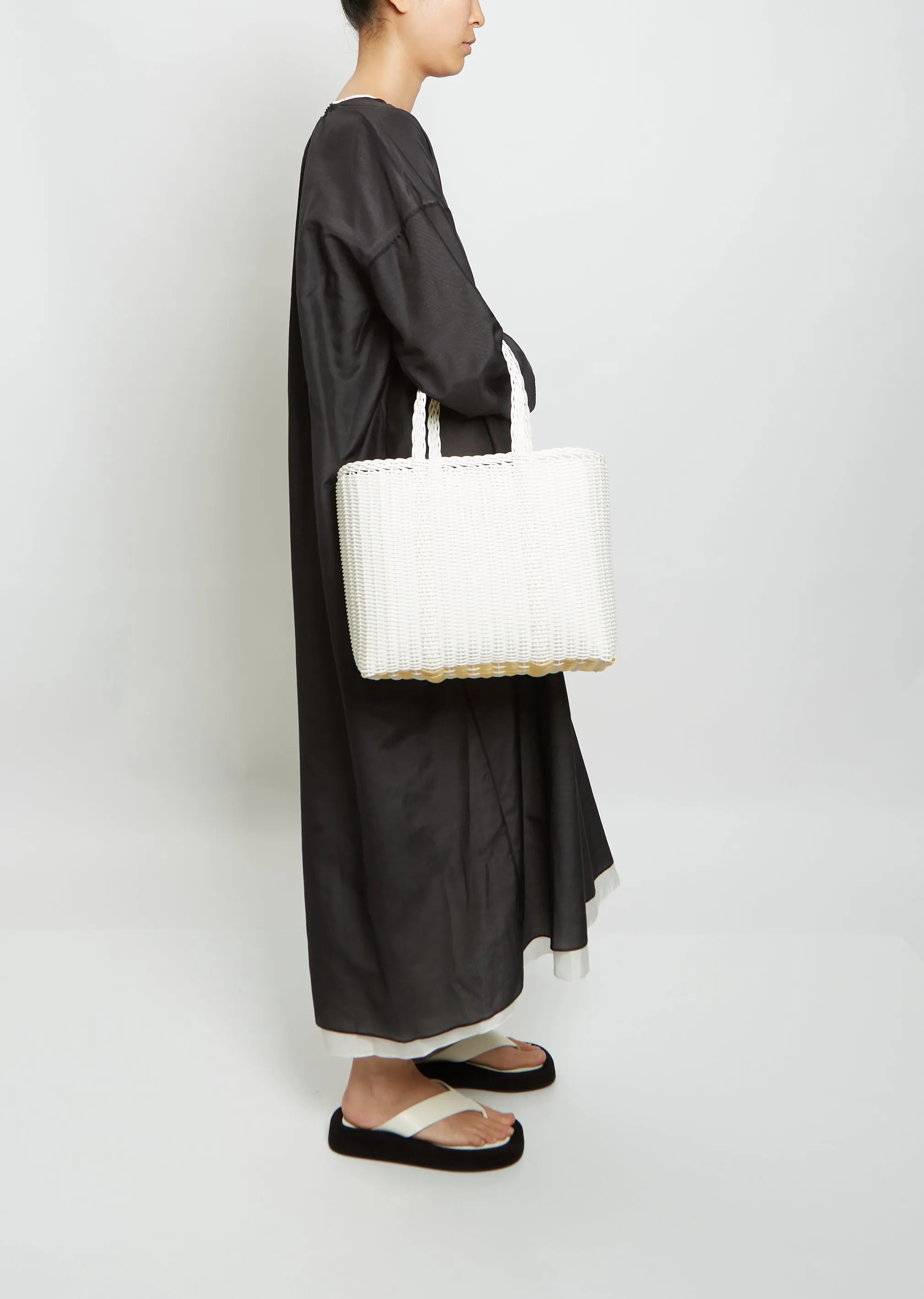 Small Flat Tote Bag — White