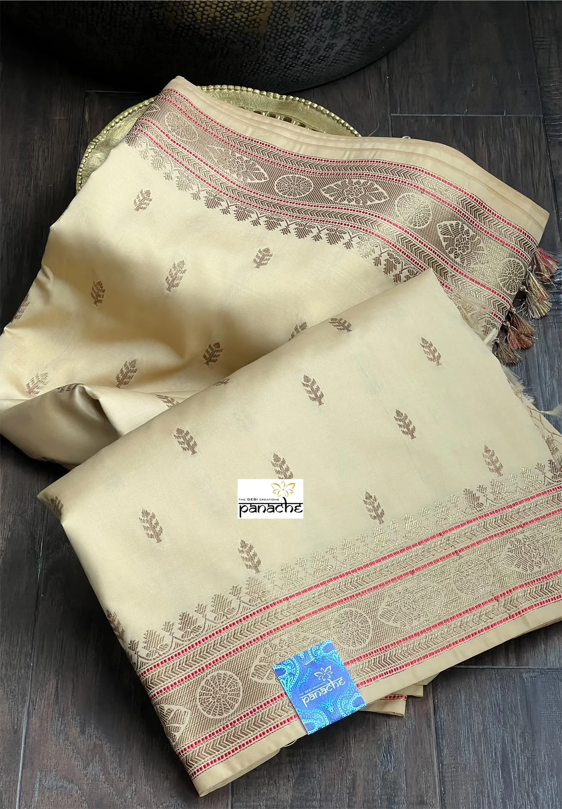 Soft Silk Banaras Saree - Light Tan