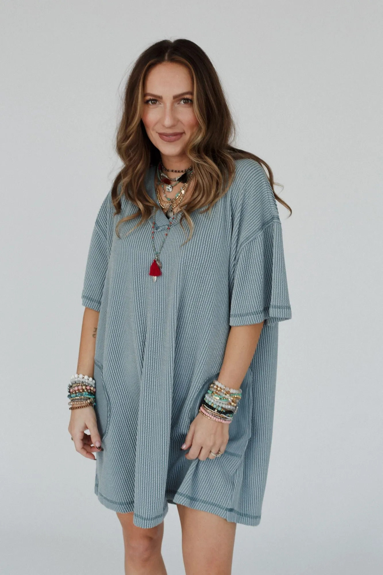 Soft Touch Tunic Dress - Seafoam