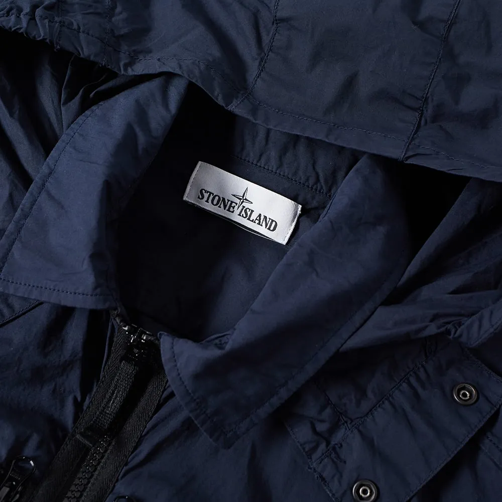 Stone Island Tela Parachute Hooded Shirt JacketNavy