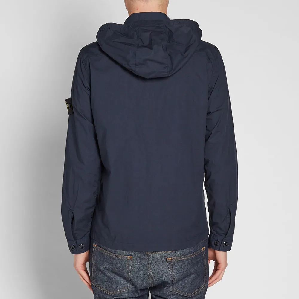 Stone Island Tela Parachute Hooded Shirt JacketNavy