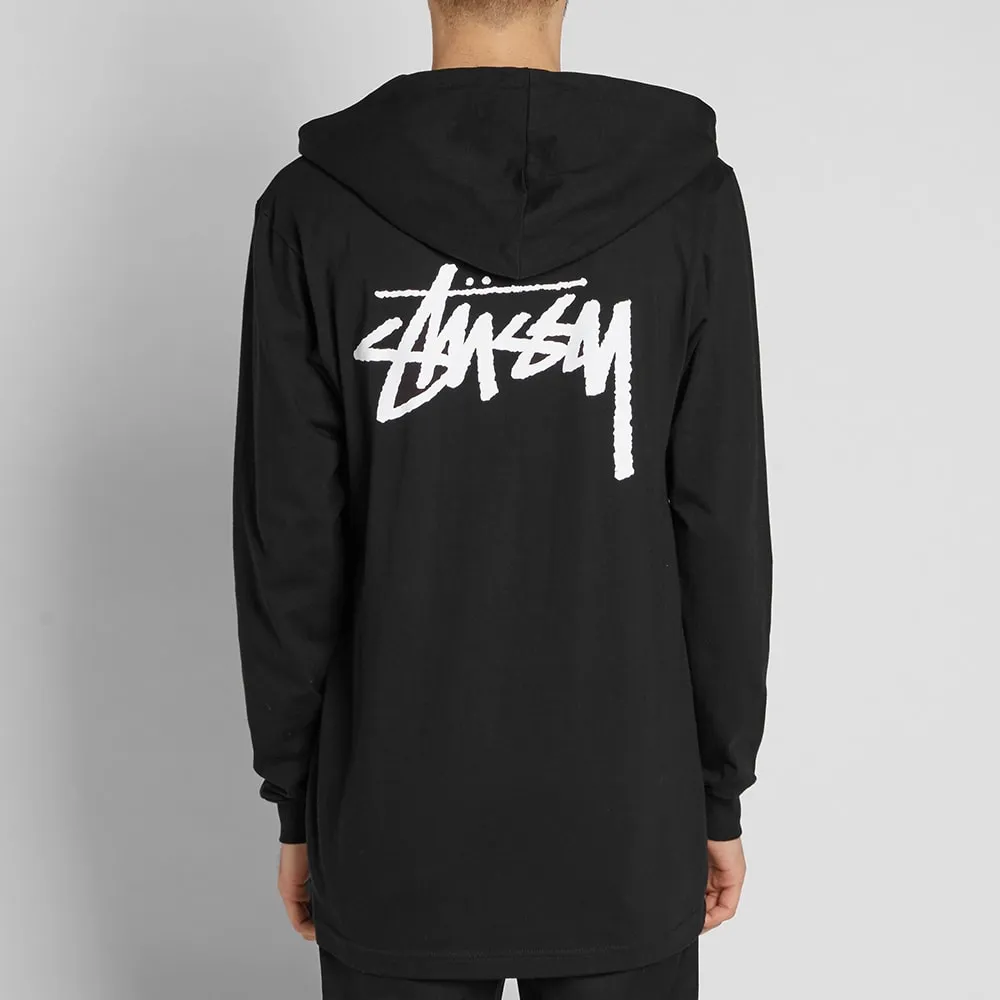 Stussy Long Sleeve Original Stock Hooded TeeBlack