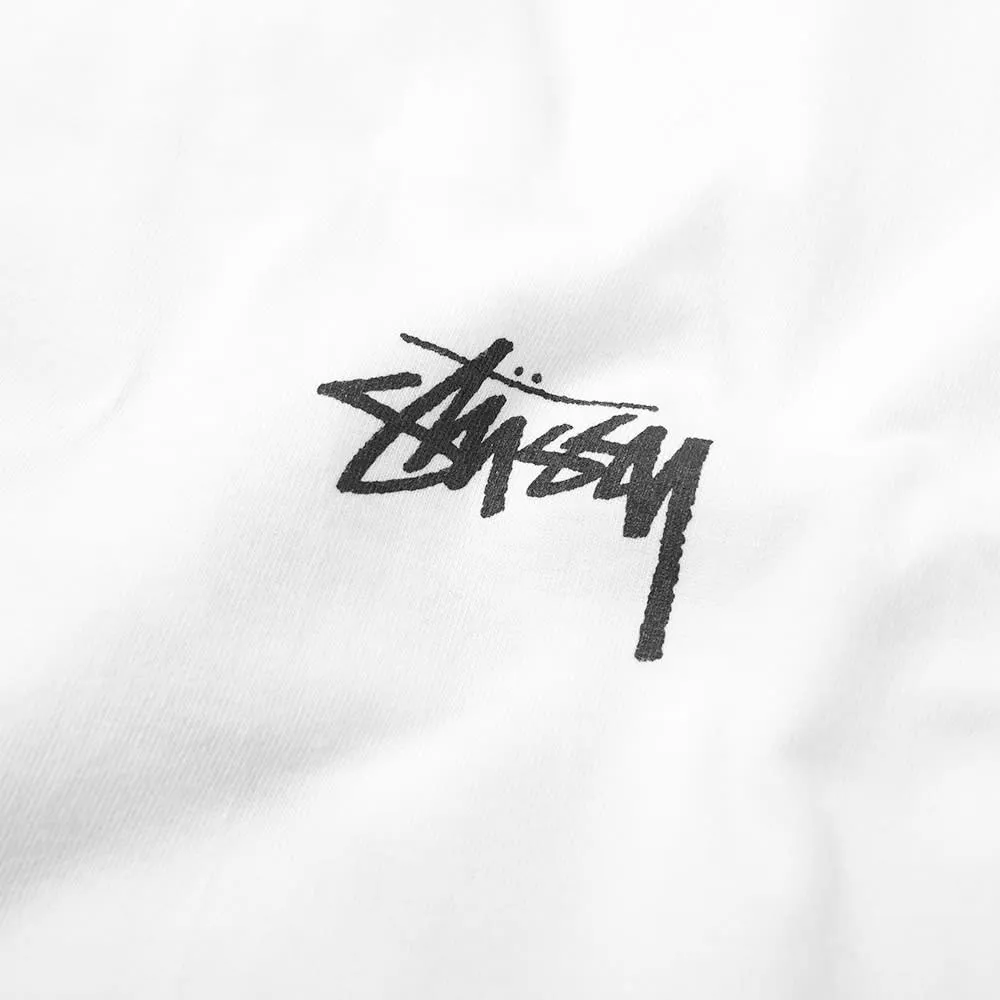 Stussy Long Sleeve Original Stock Hooded TeeWhite