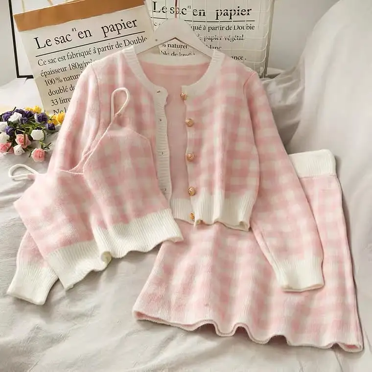 SWEET PLAID 3 PIECES SUIT BY97333