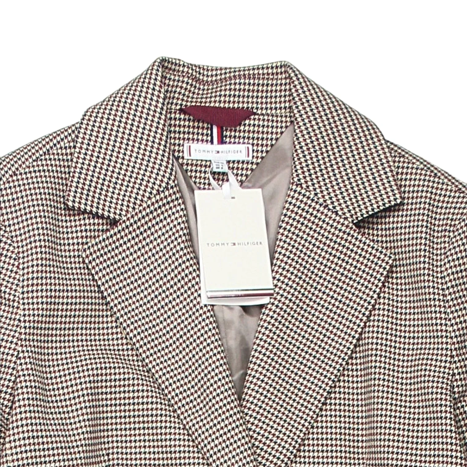 Tommy Hilfiger Cream Houndstooth Slim SB Blazer