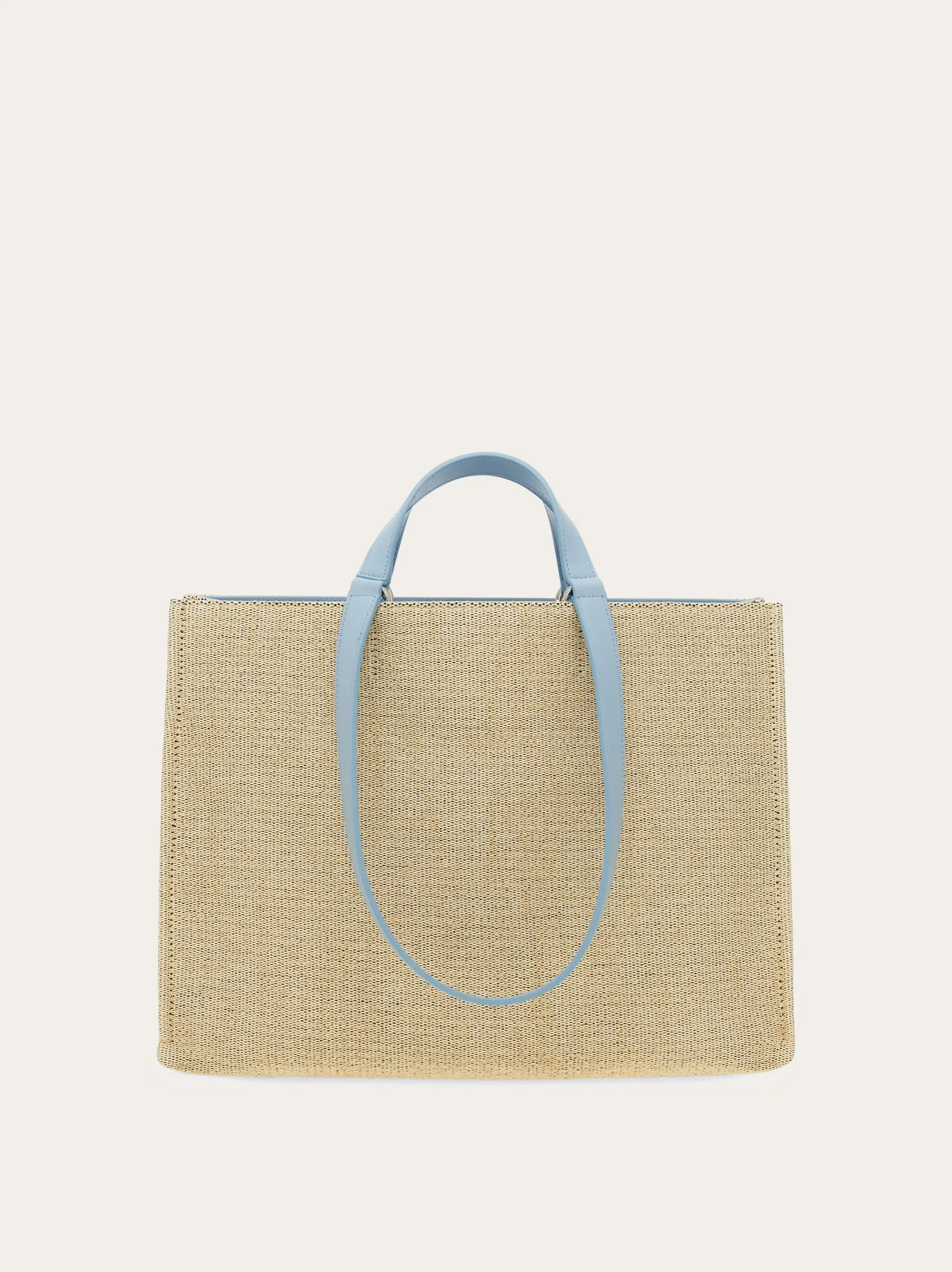 Tote Bag with Logo in Natural/Sky Blue (M)