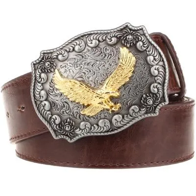 Unisex Wild Personality Golden Eagle Punk Rock Buckle Metal Belt