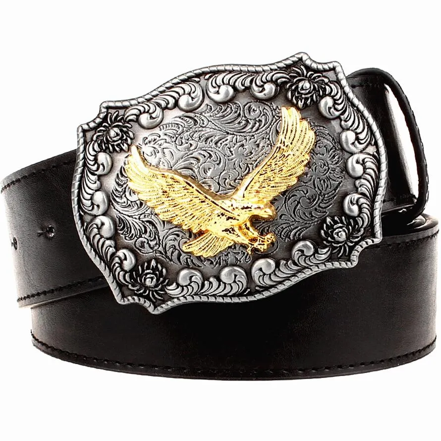 Unisex Wild Personality Golden Eagle Punk Rock Buckle Metal Belt