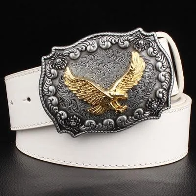 Unisex Wild Personality Golden Eagle Punk Rock Buckle Metal Belt