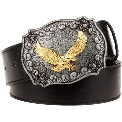 Unisex Wild Personality Golden Eagle Punk Rock Buckle Metal Belt