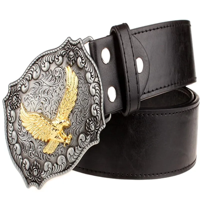 Unisex Wild Personality Golden Eagle Punk Rock Buckle Metal Belt