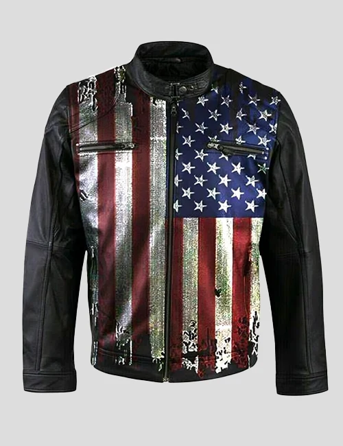 USA Flag Leather Jacket Independence Day | William Jacket