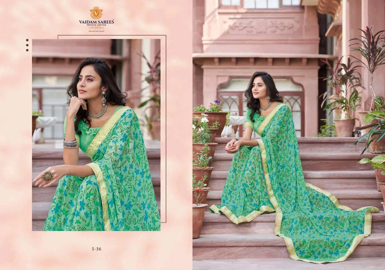 Vaidam Sarees Launched Shringar Georgette Printed Fancy Designer Sarees