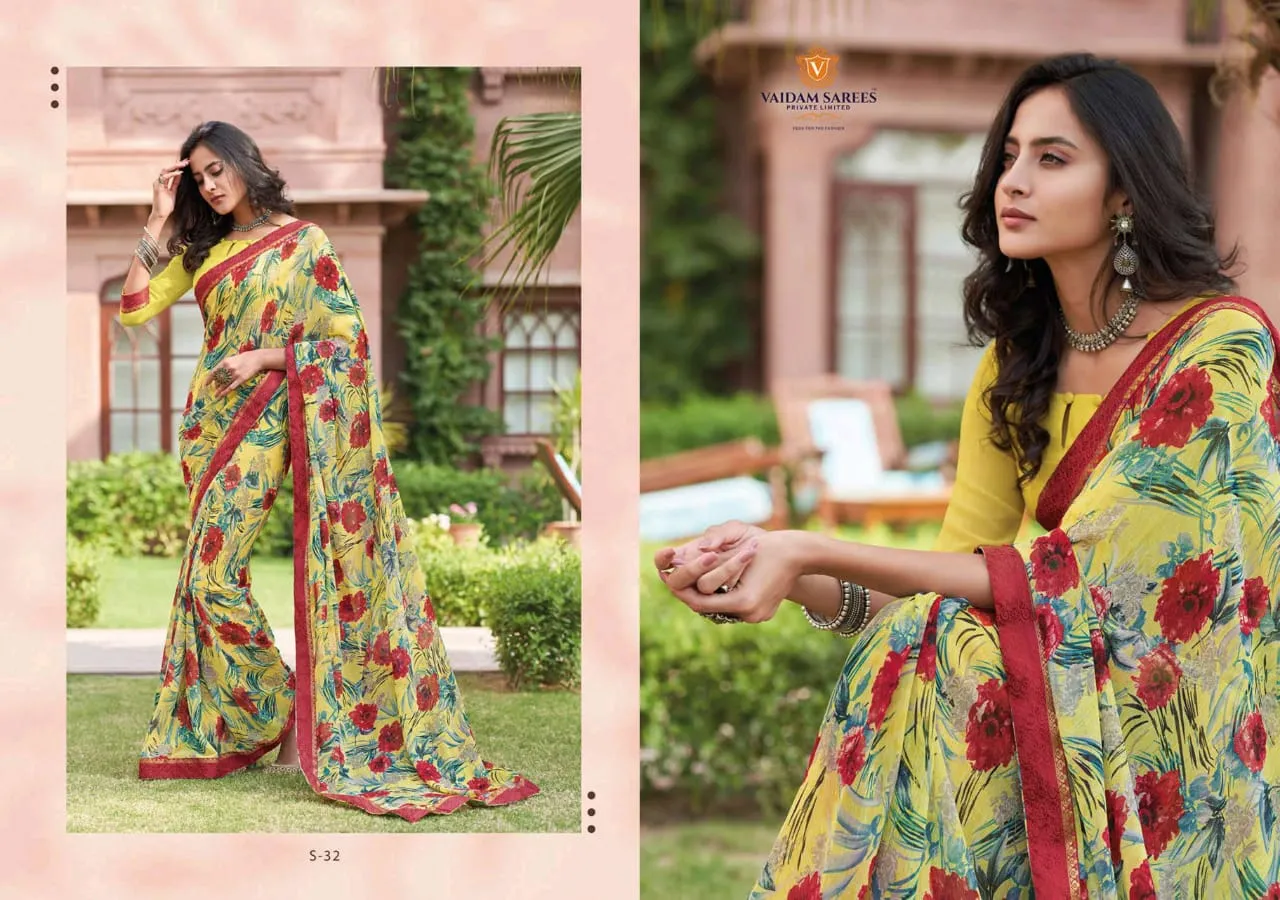 Vaidam Sarees Launched Shringar Georgette Printed Fancy Designer Sarees