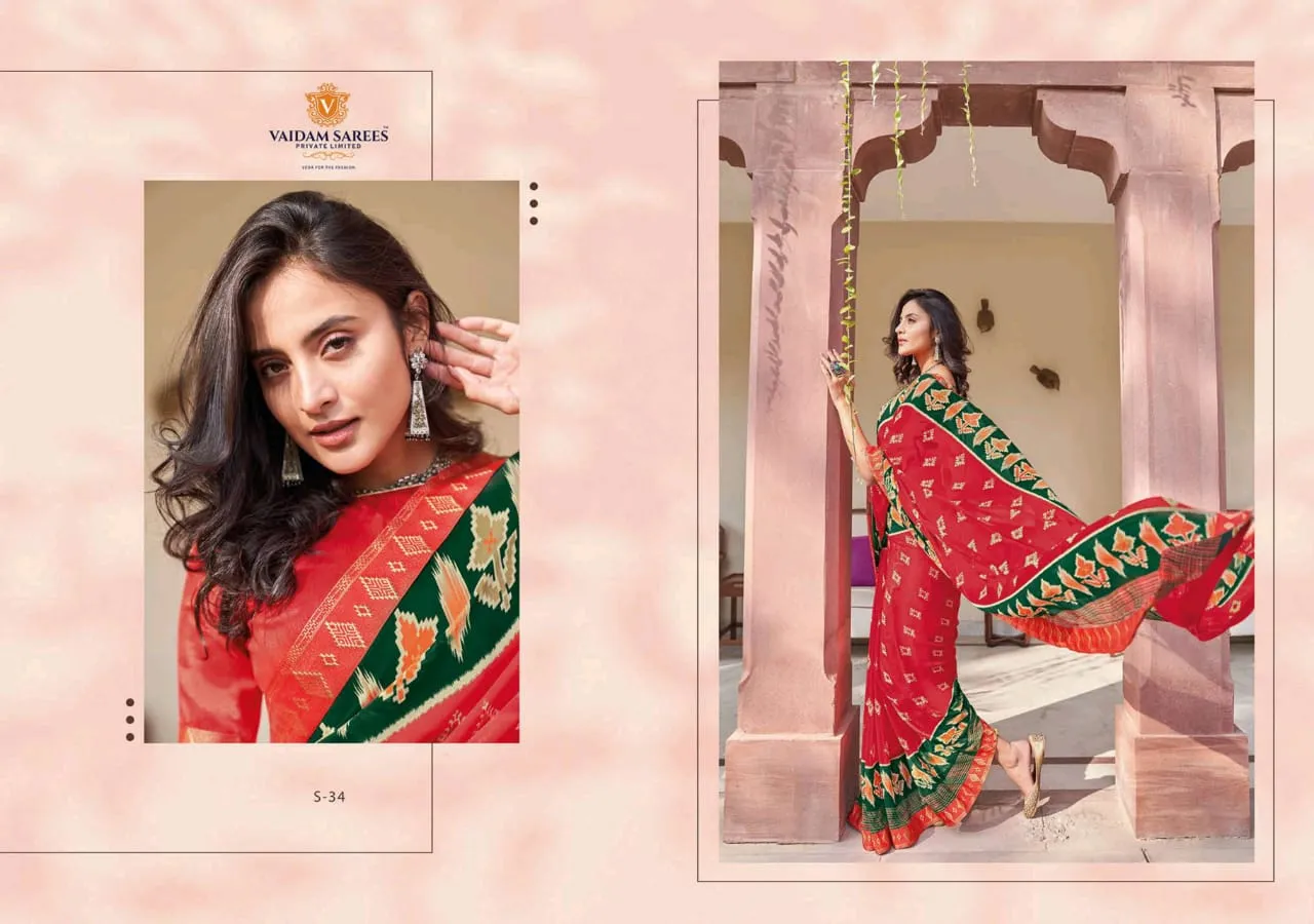 Vaidam Sarees Launched Shringar Georgette Printed Fancy Designer Sarees