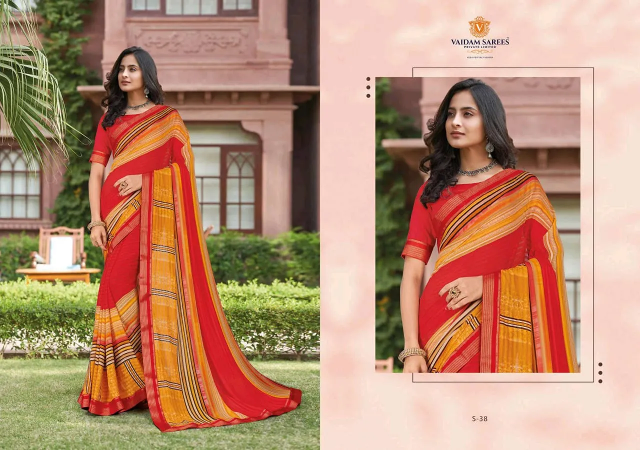 Vaidam Sarees Launched Shringar Georgette Printed Fancy Designer Sarees