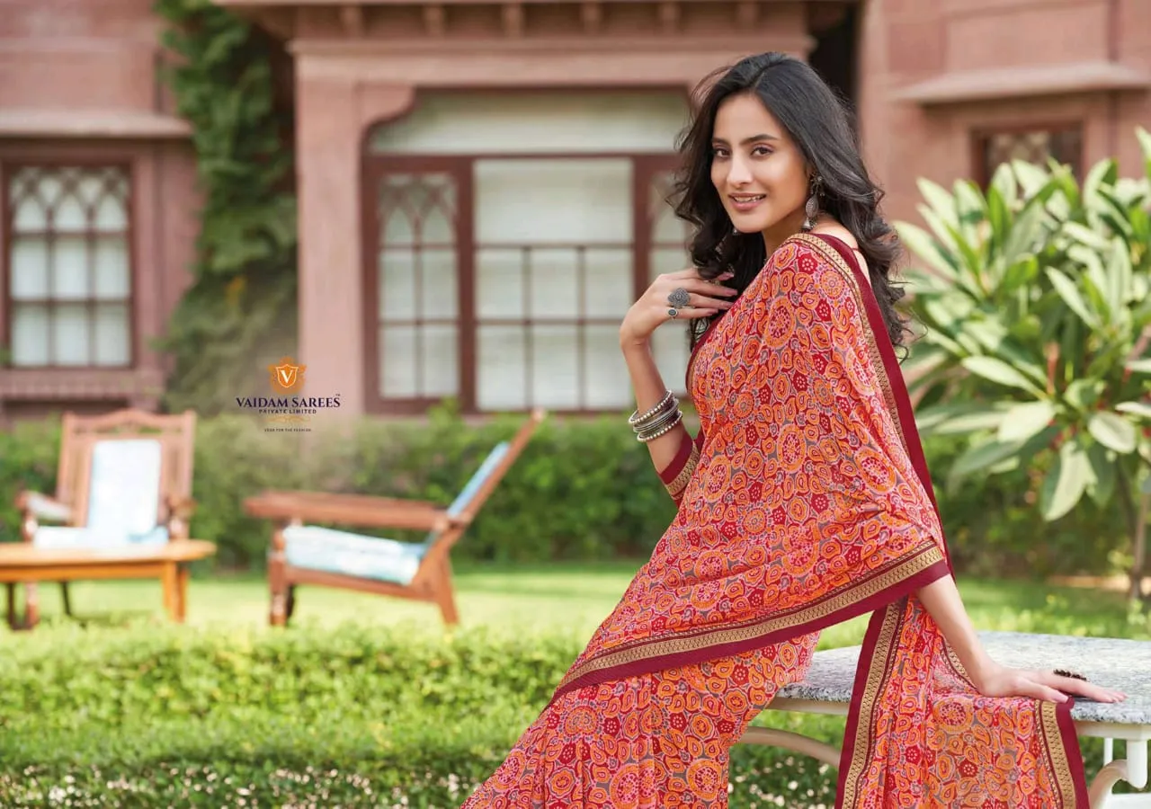 Vaidam Sarees Launched Shringar Georgette Printed Fancy Designer Sarees