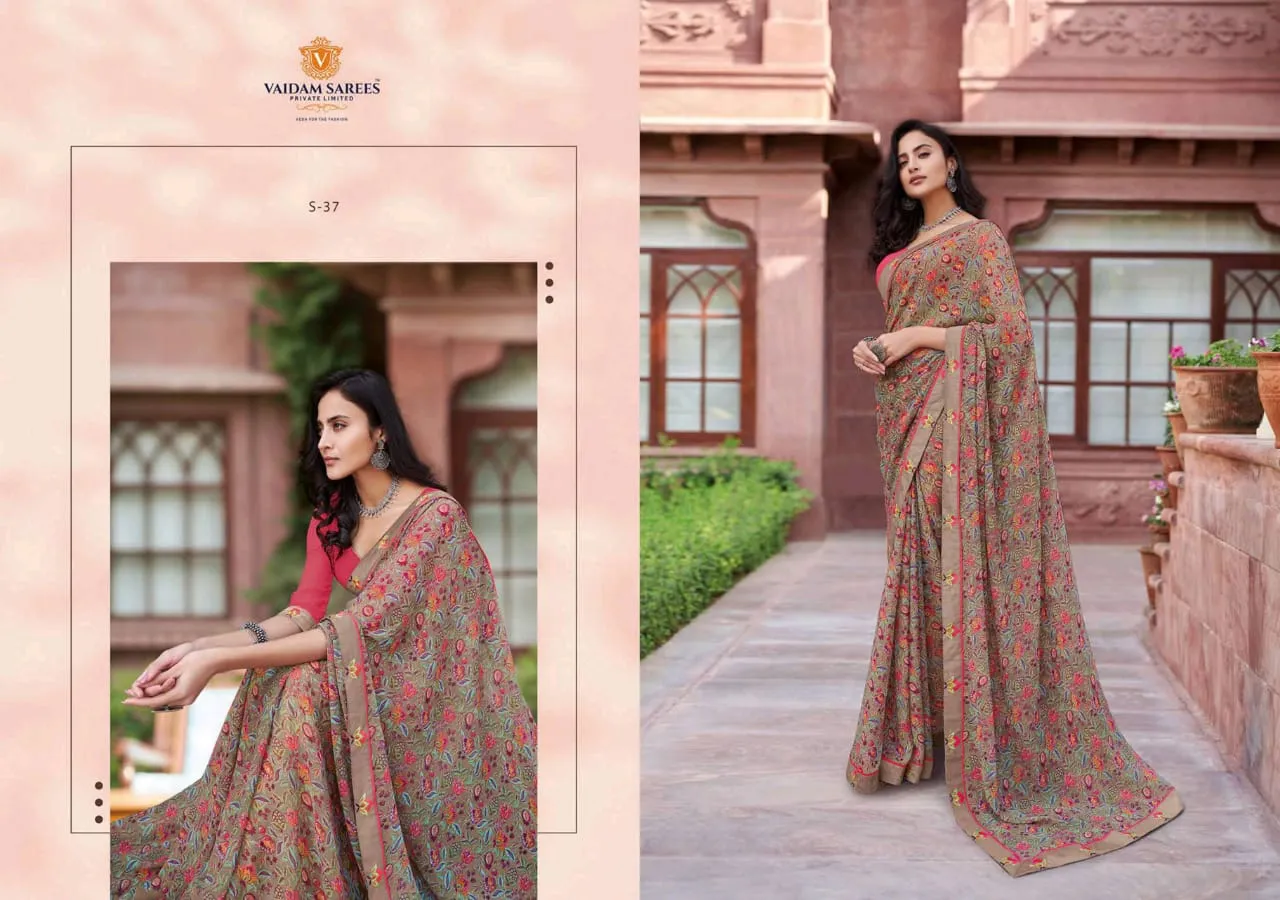 Vaidam Sarees Launched Shringar Georgette Printed Fancy Designer Sarees