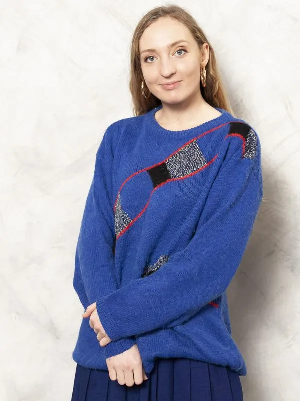 Vintage 80's Bold Blue Women Sweater