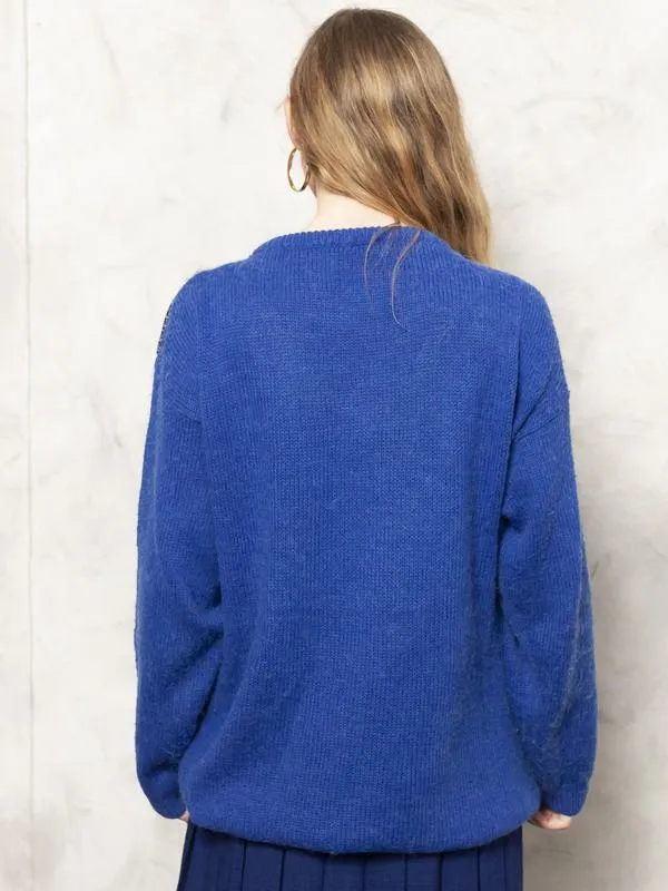 Vintage 80's Bold Blue Women Sweater