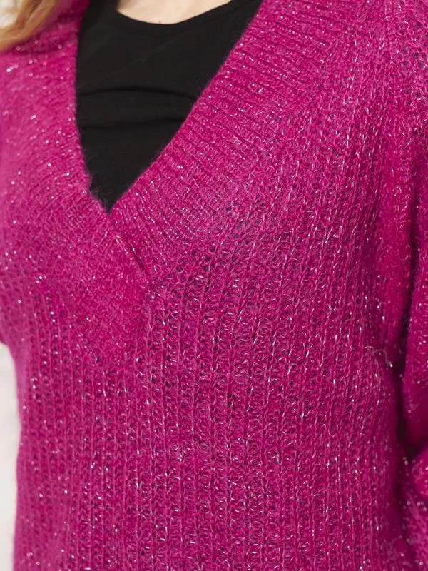 Vintage 80's Pink Handknit Women Sweater