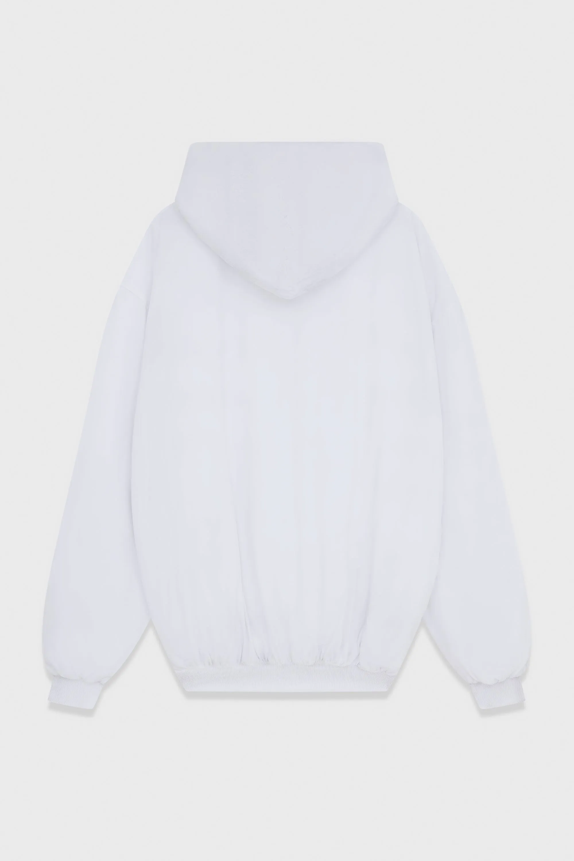 WHITE COTTON PADDED HOODIE ZIP-UP