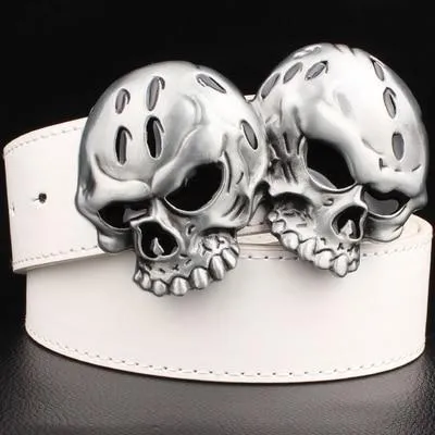 Wild Metal Retro Devil Skull Buckle Hip Hop Street Dance Leather Belt