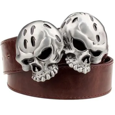 Wild Metal Retro Devil Skull Buckle Hip Hop Street Dance Leather Belt