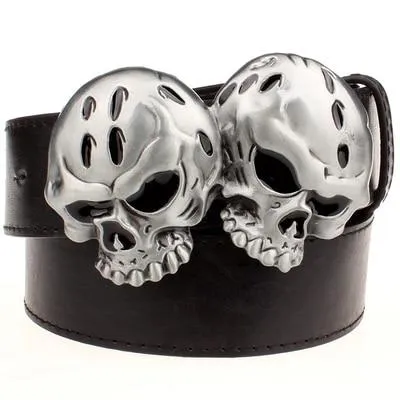 Wild Metal Retro Devil Skull Buckle Hip Hop Street Dance Leather Belt