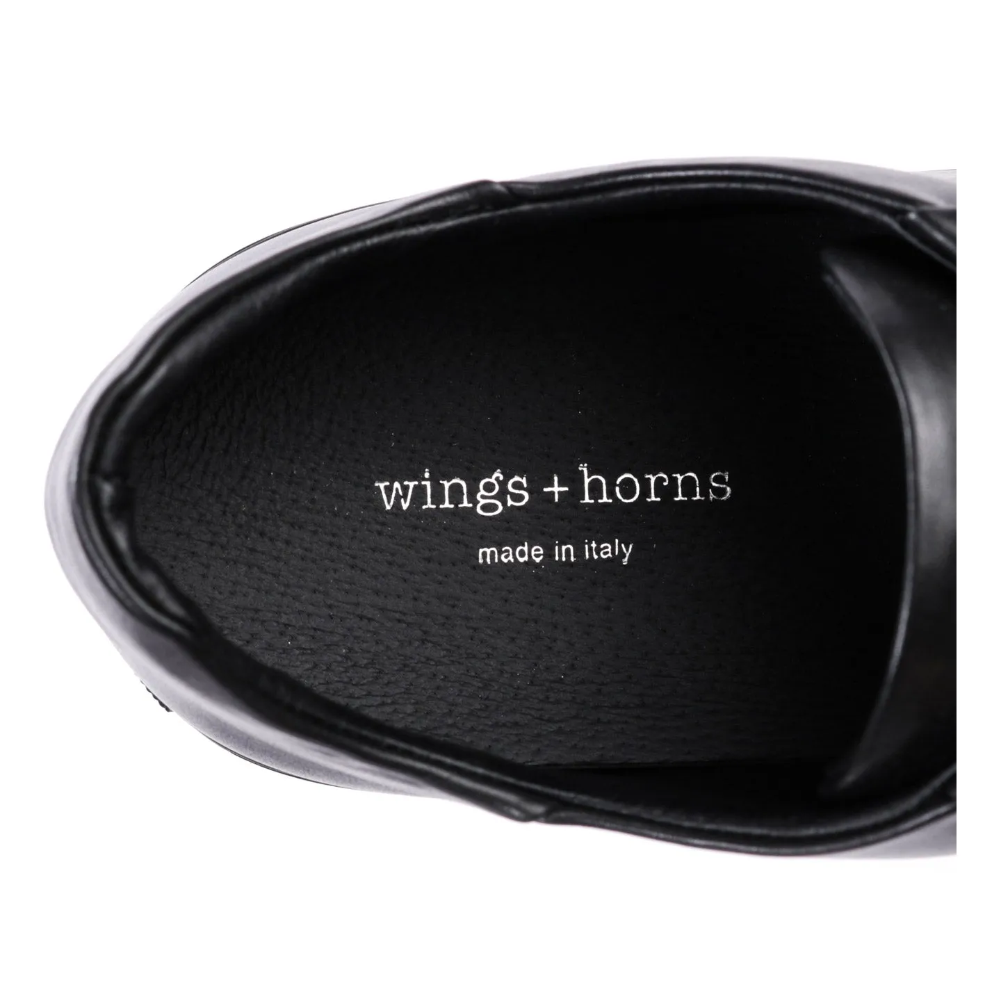 WINGS + HORNS COURT LOW SOFTY LEATHER BLACK / BLACK