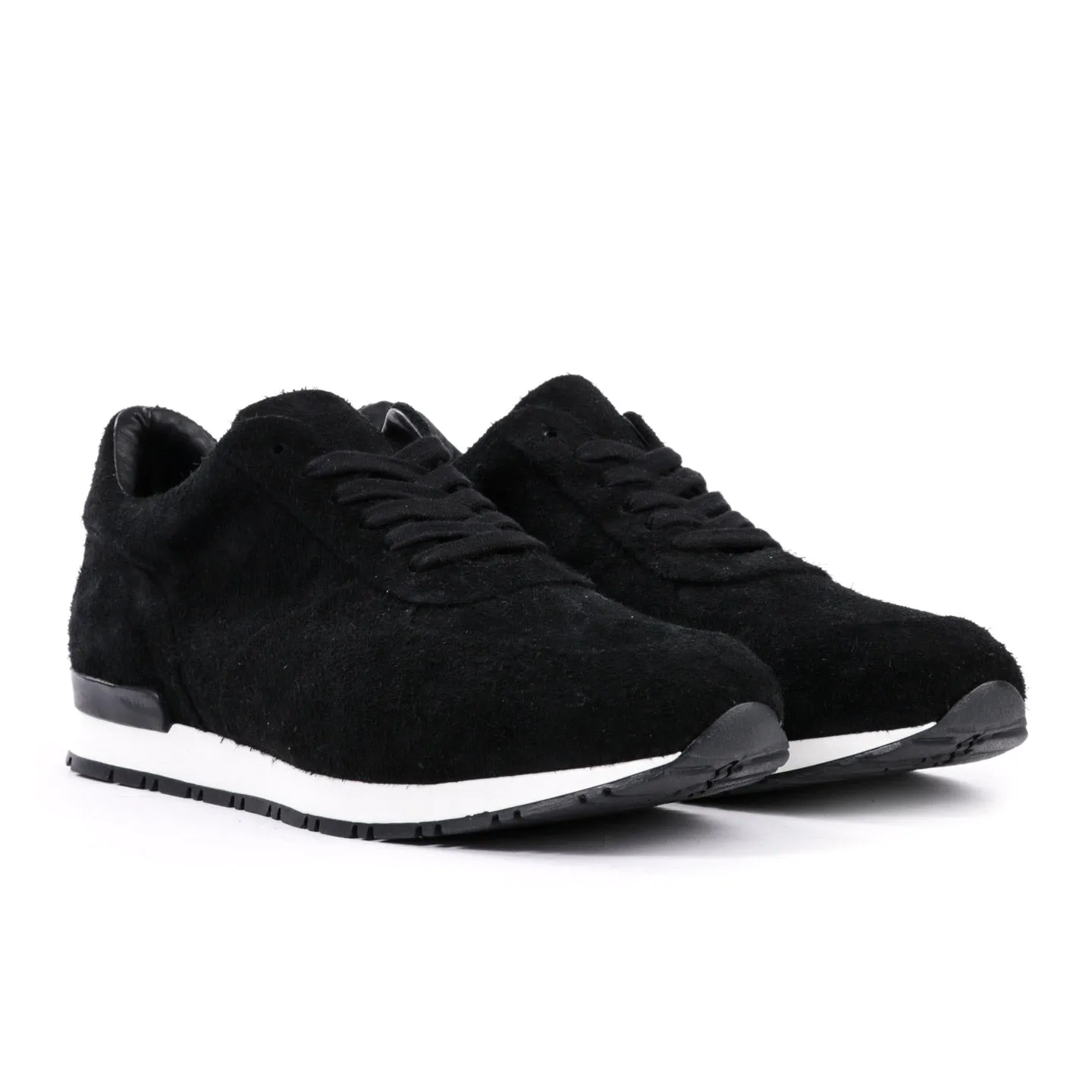 WINGS + HORNS WAXED SUEDE TRAINER BLACK