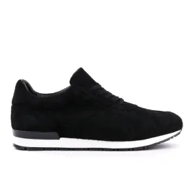 WINGS + HORNS WAXED SUEDE TRAINER BLACK