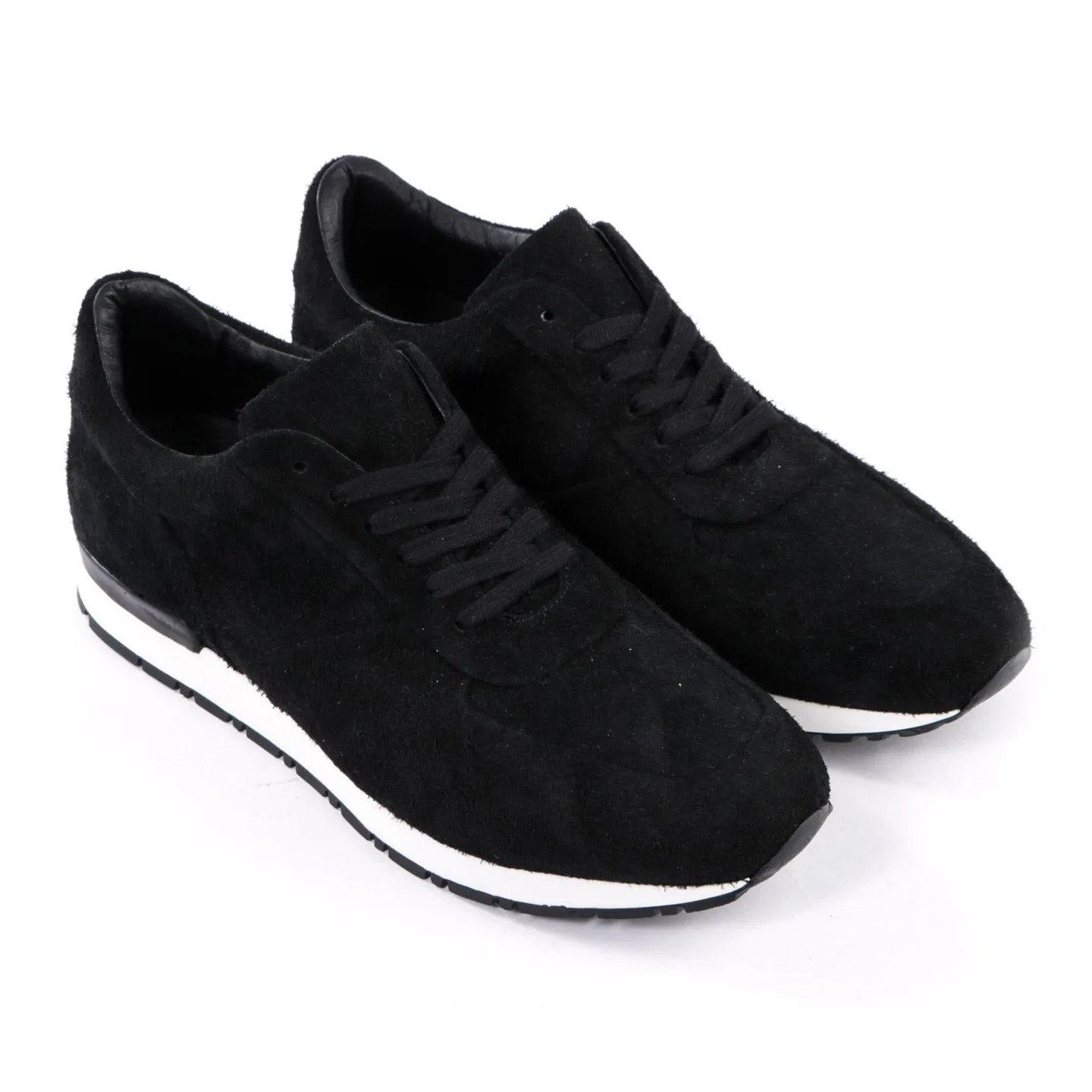 WINGS + HORNS WAXED SUEDE TRAINER BLACK