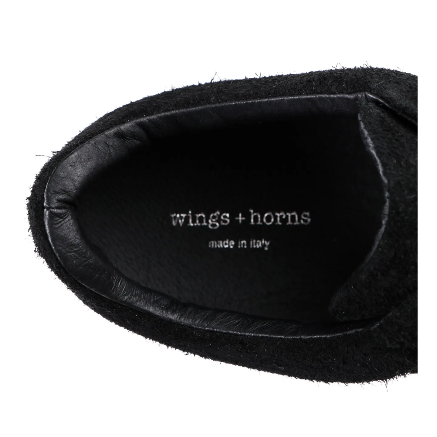 WINGS + HORNS WAXED SUEDE TRAINER BLACK