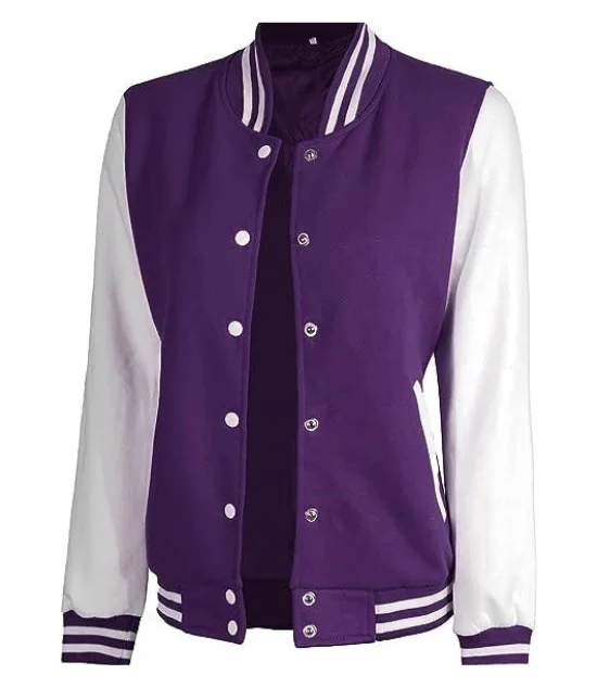 Women's Purple and White Varsity Jacket