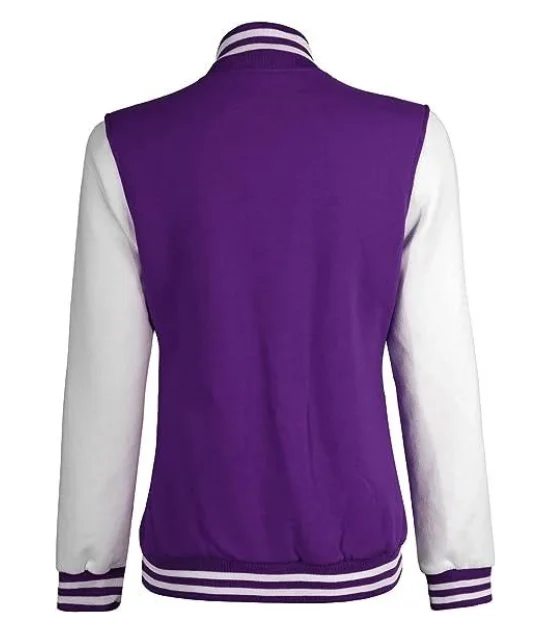 Women's Purple and White Varsity Jacket