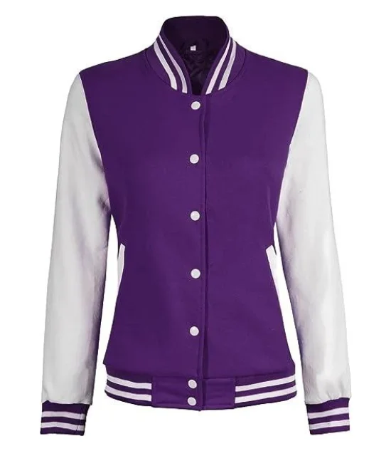 Women's Purple and White Varsity Jacket