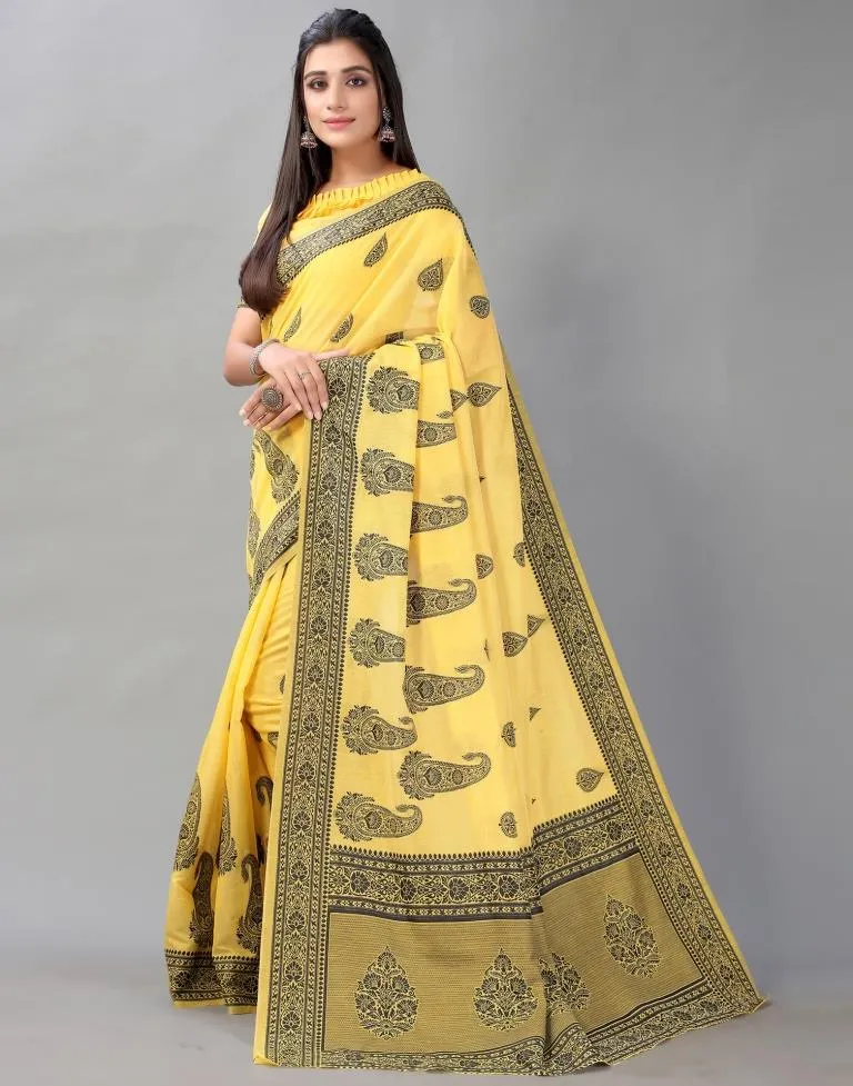 Yellow Cotton Saree