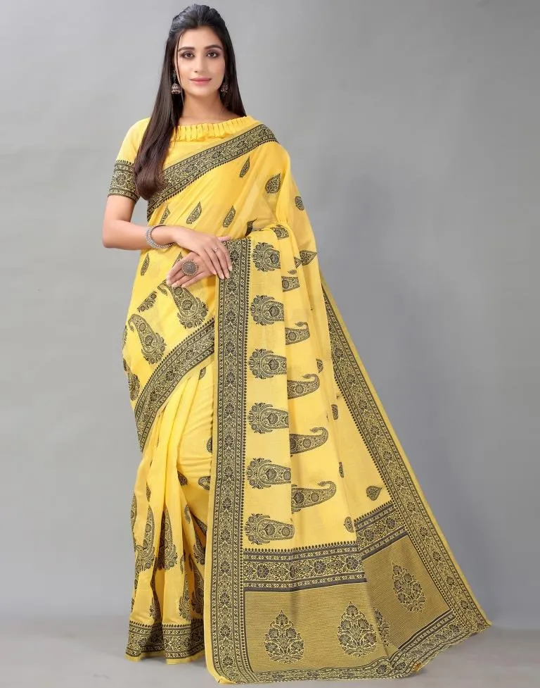 Yellow Cotton Saree