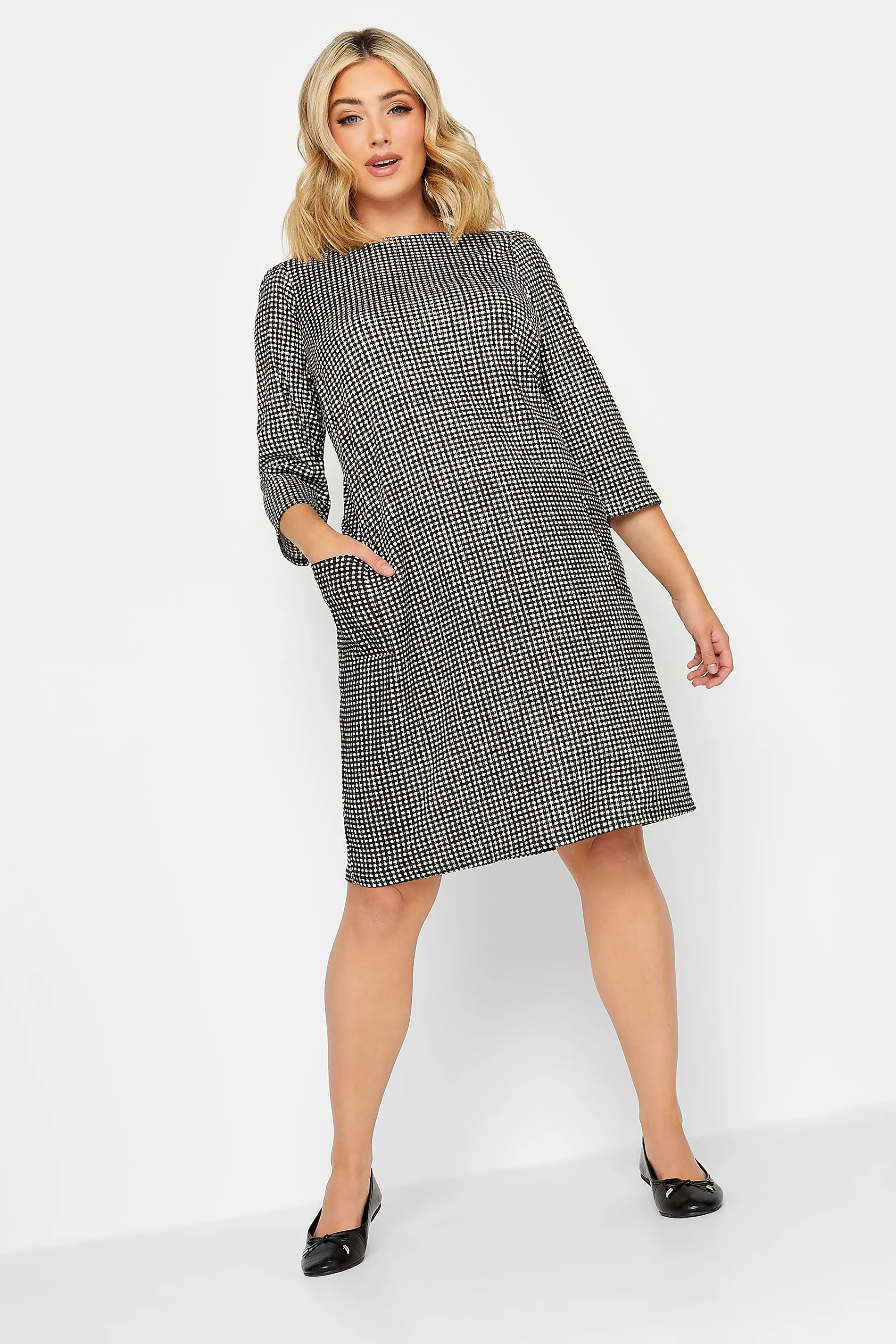 YOURS Curve Black Gingham Pocket Tunic Dress