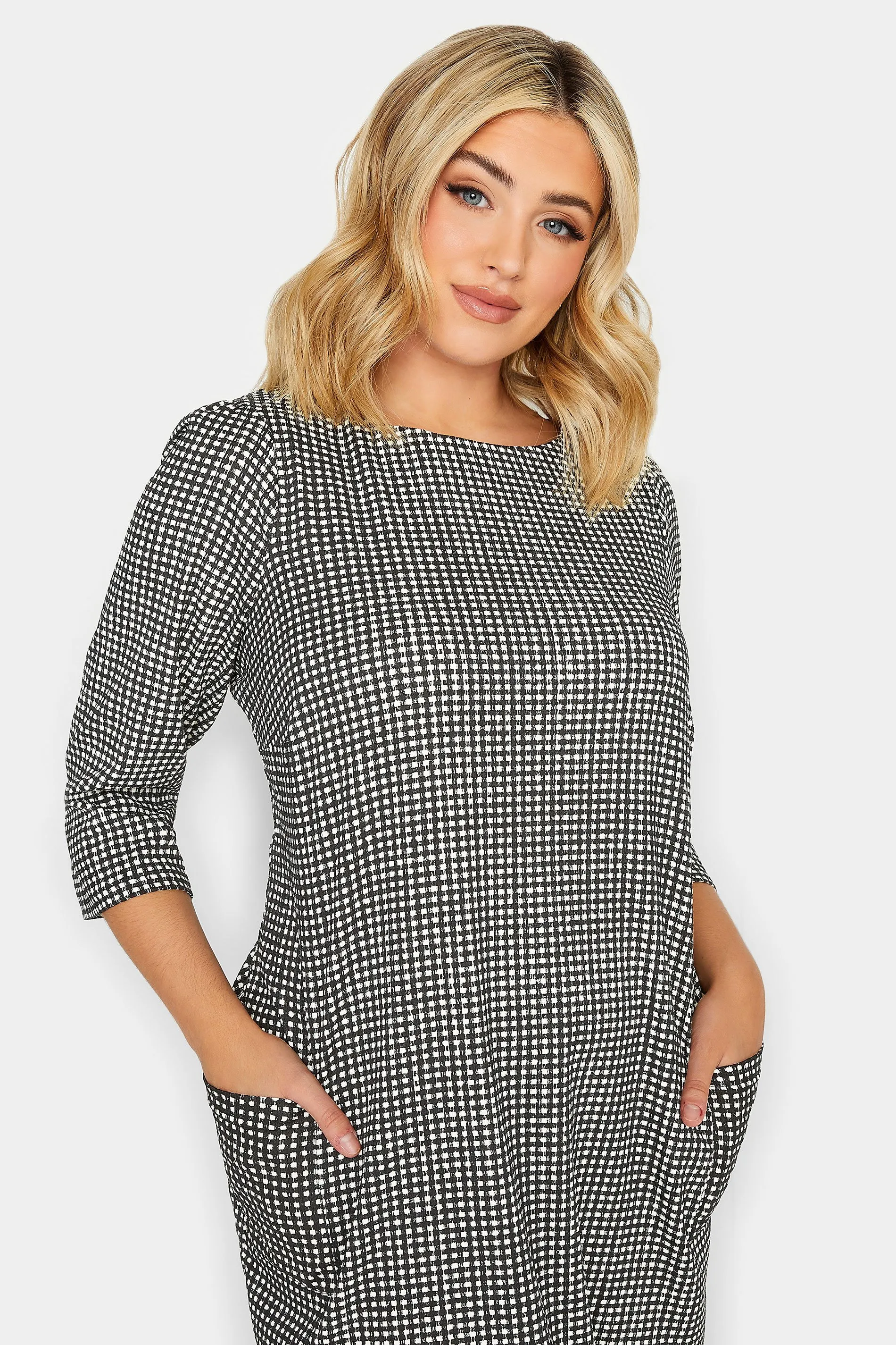 YOURS Curve Black Gingham Pocket Tunic Dress