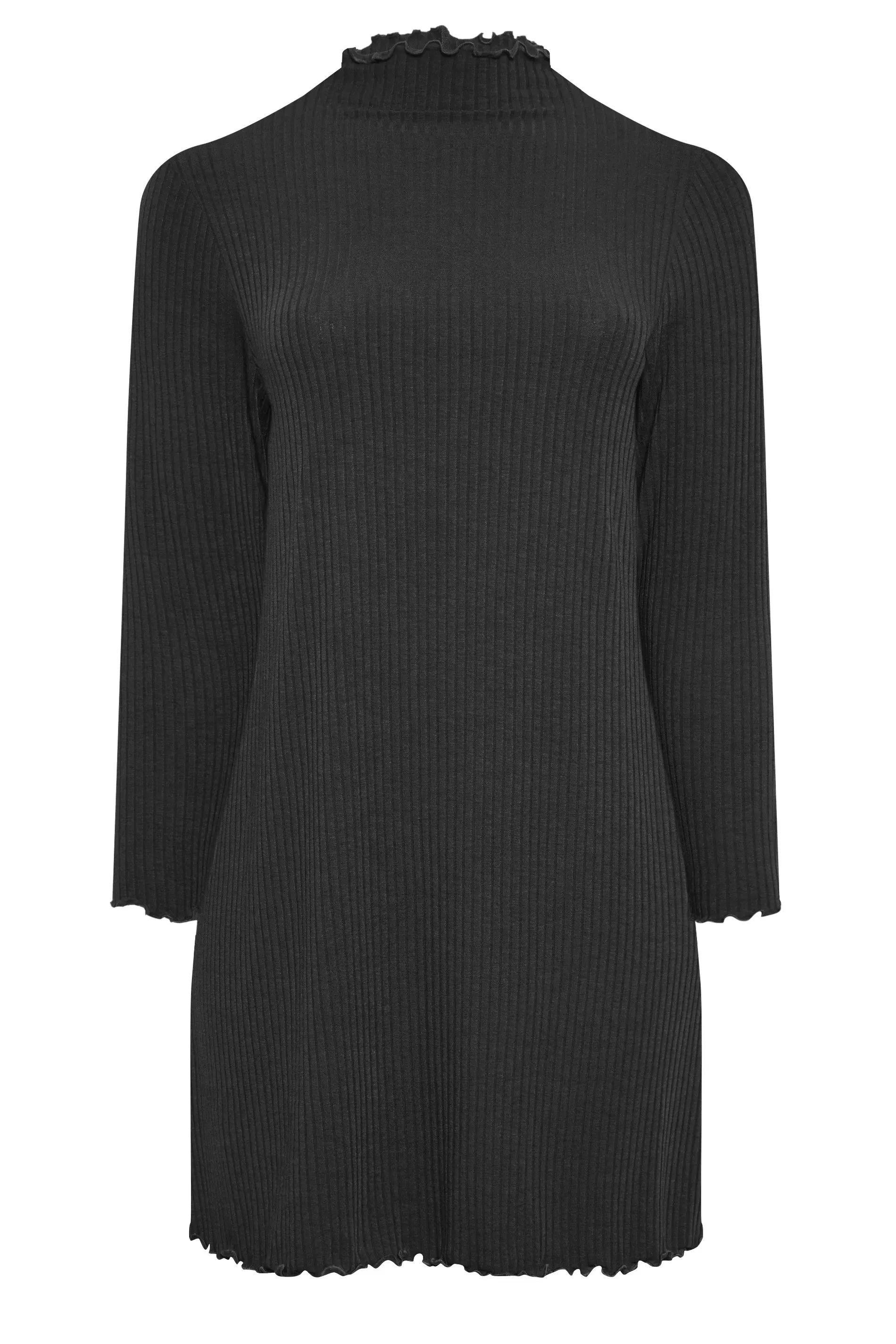 YOURS Curve Black Lettuce Edge Tunic Dress